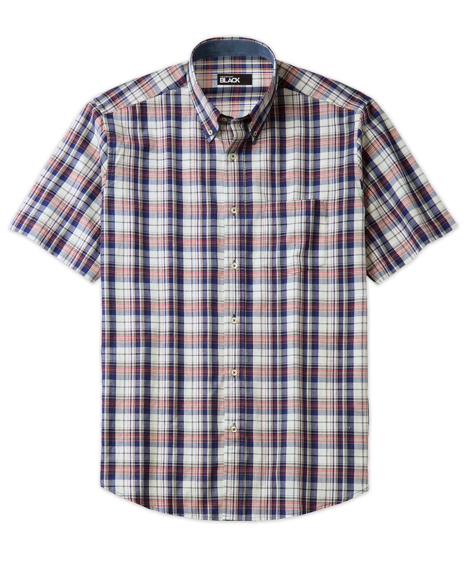 Westport Black Short Sleeve Madras Sport Shirt