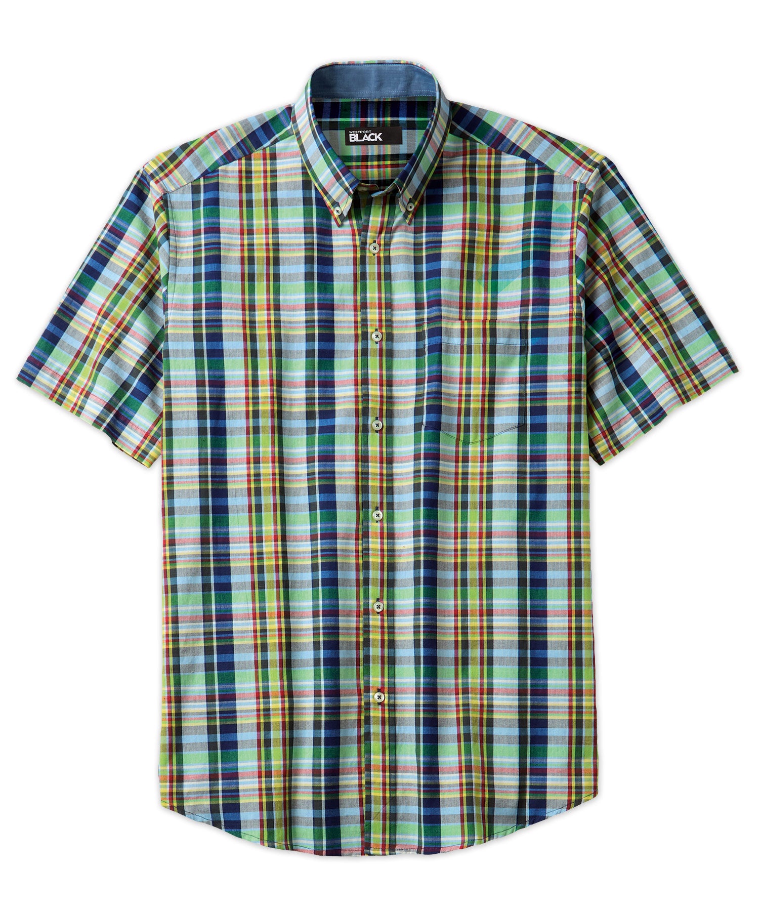 Westport Black Short Sleeve Madras Sport Shirt