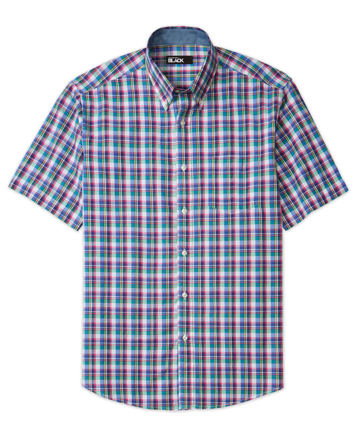 Westport Black Short Sleeve Madras Sport Shirt
