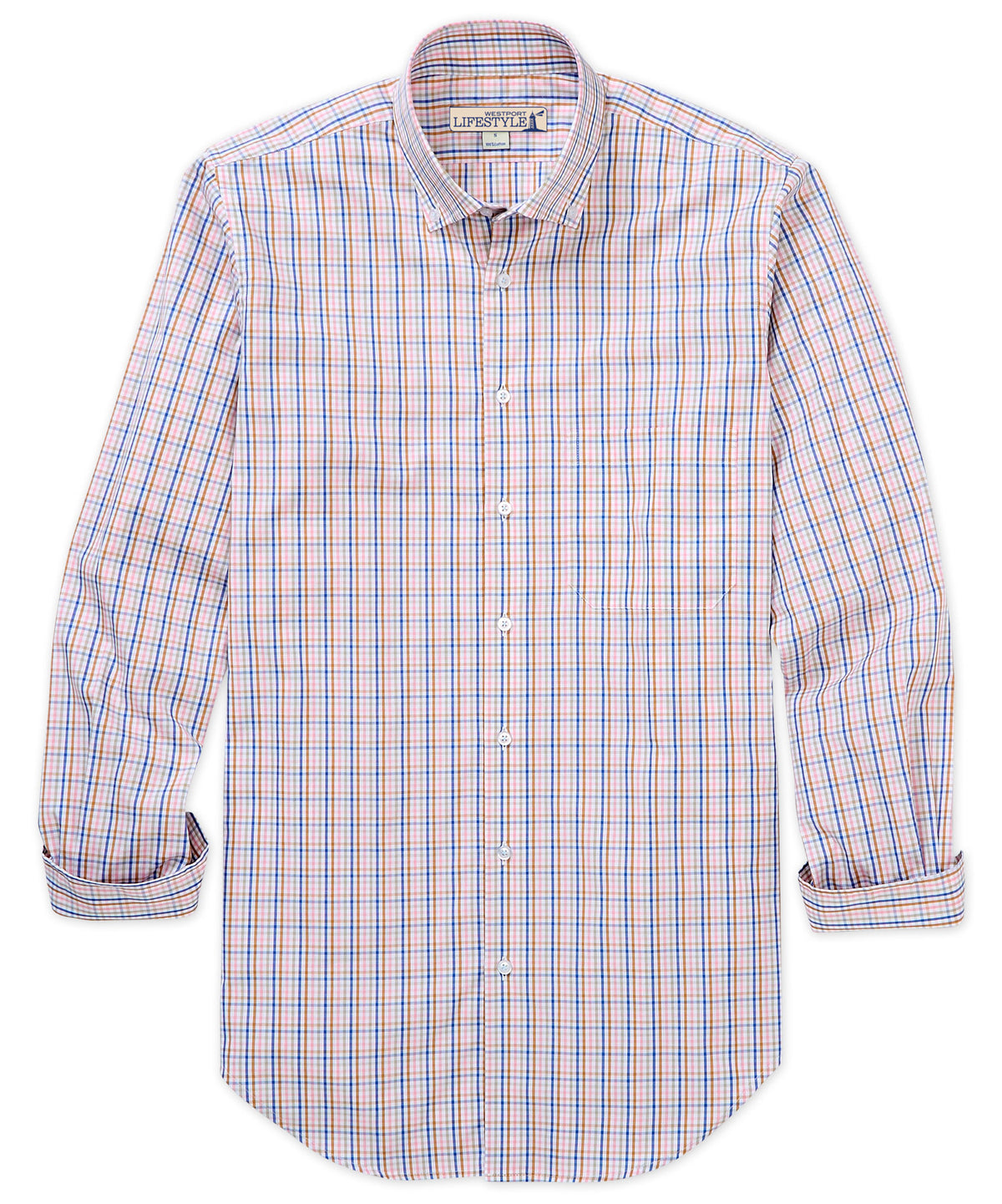 Westport Lifestyle Long Sleeve Cotton Check Sport Shirt