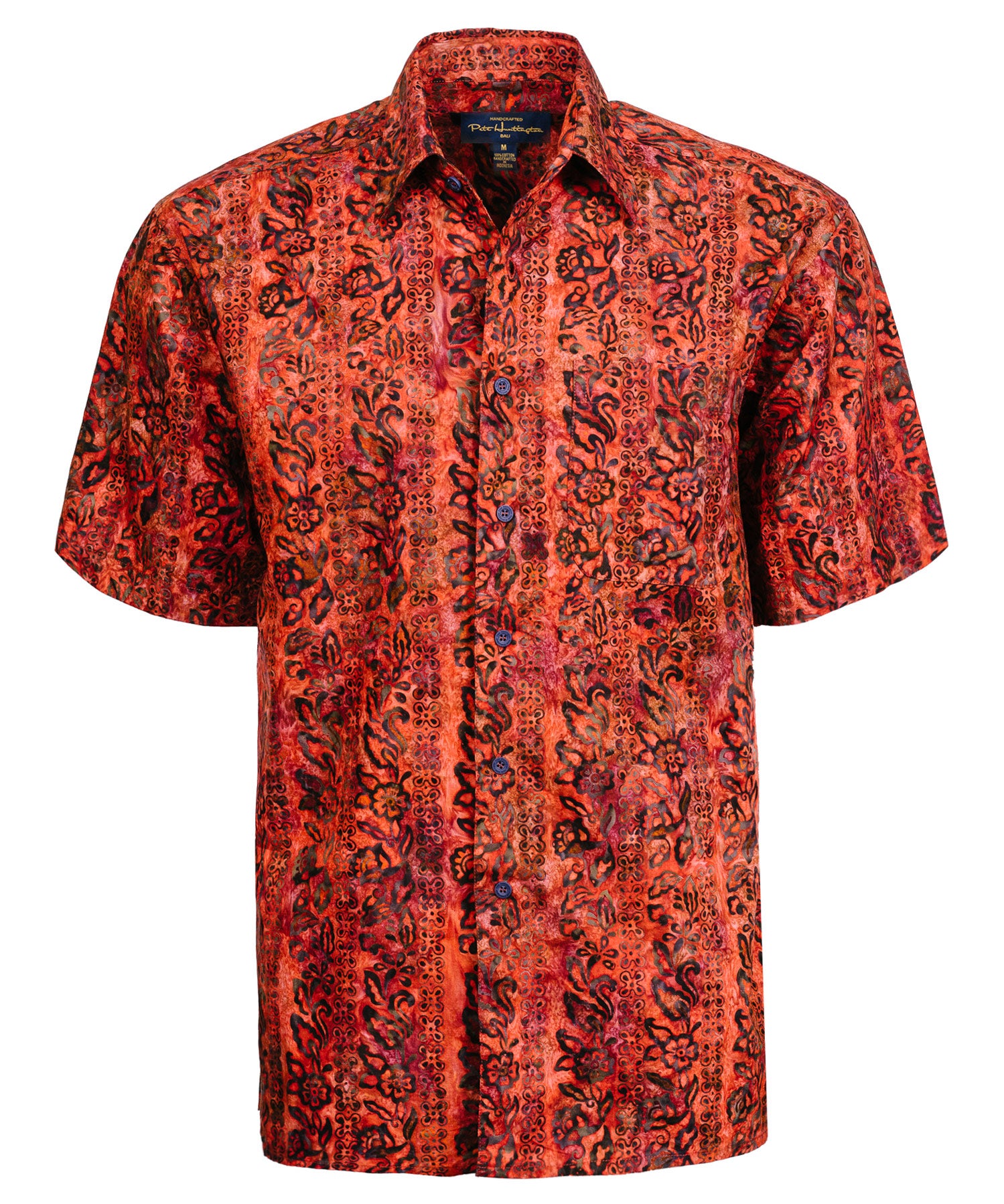 Pete Huntington Short Sleeve Batik Print Sport Shirt