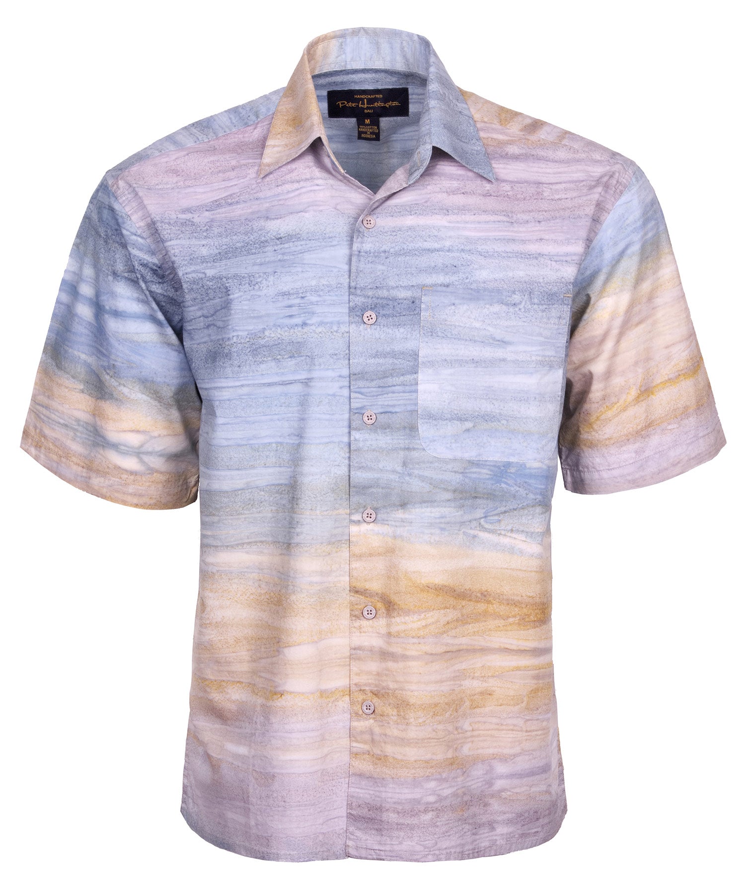 Pete Huntington Short Sleeve Strata Print Sport Shirt