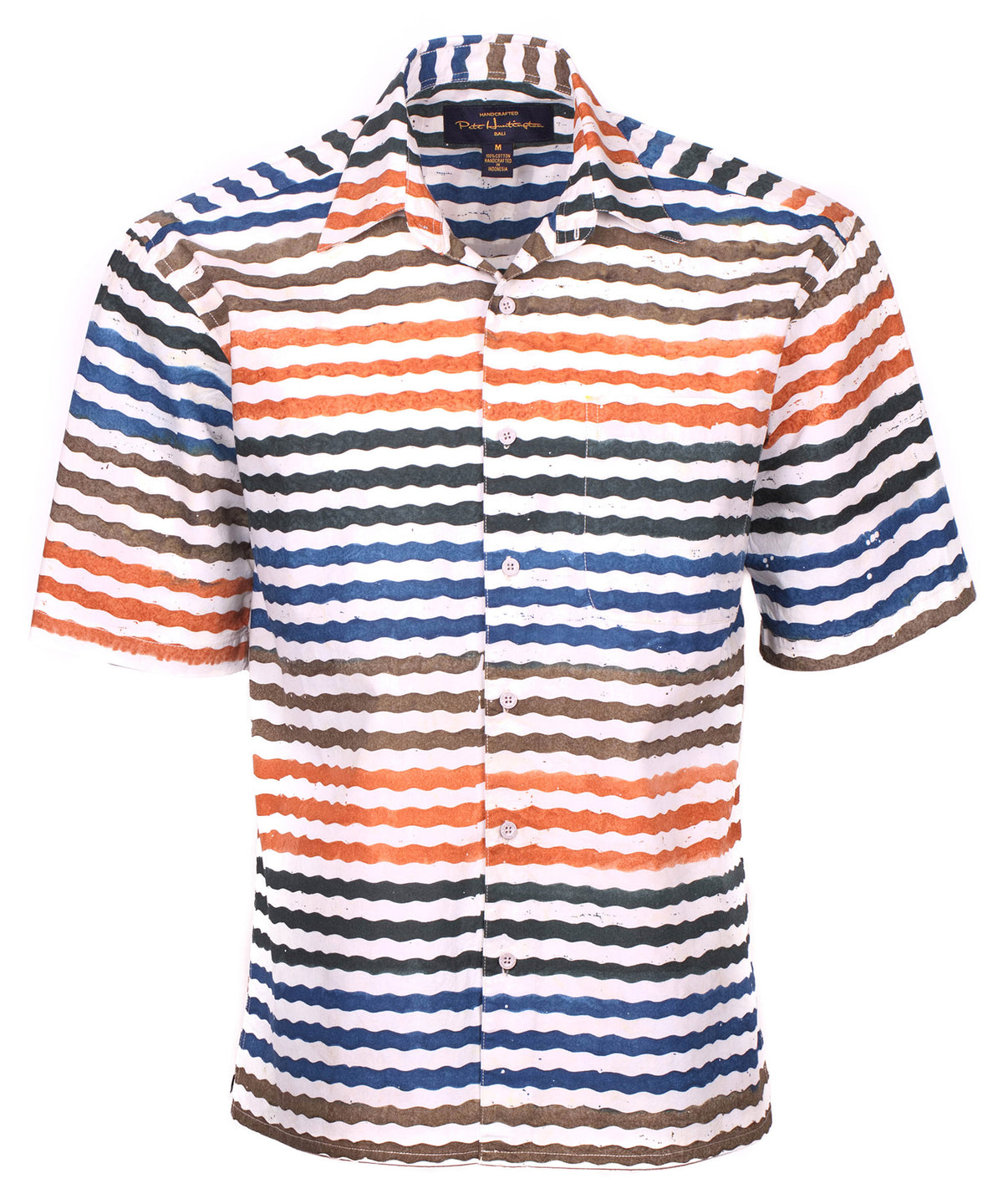 Pete Huntington Short Sleeve Multi-Stripe Sport Shirt
