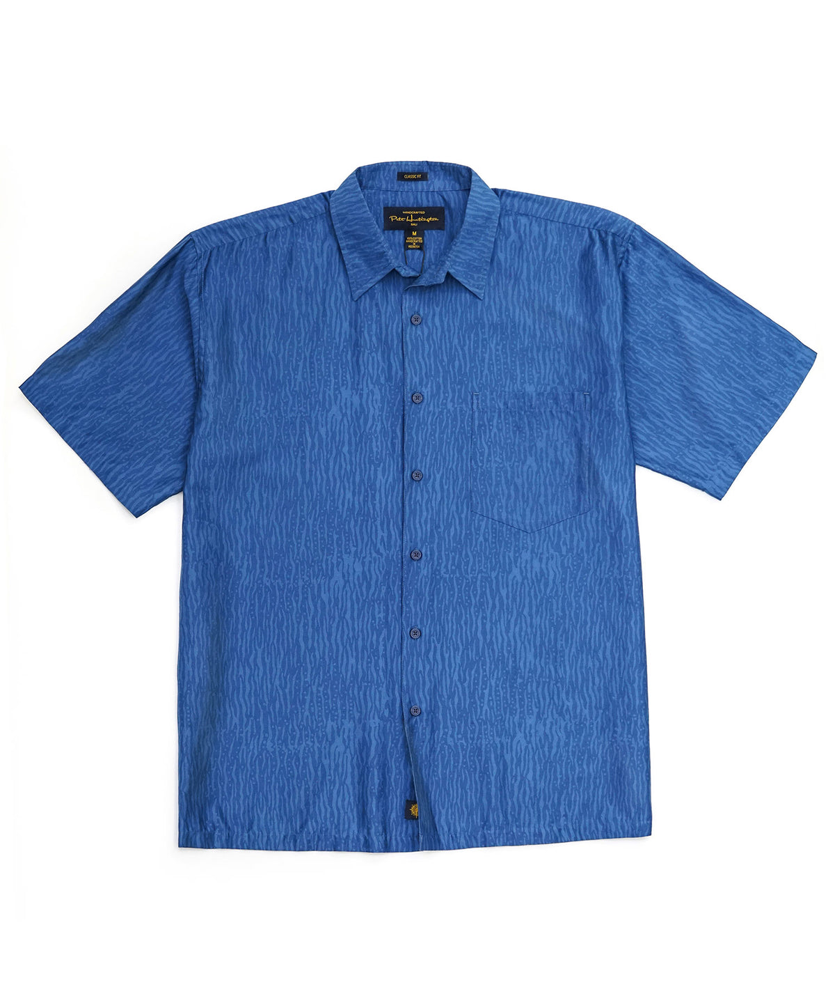 Pete Huntington Short Sleeve Abstract Lines Print Sport Shirt