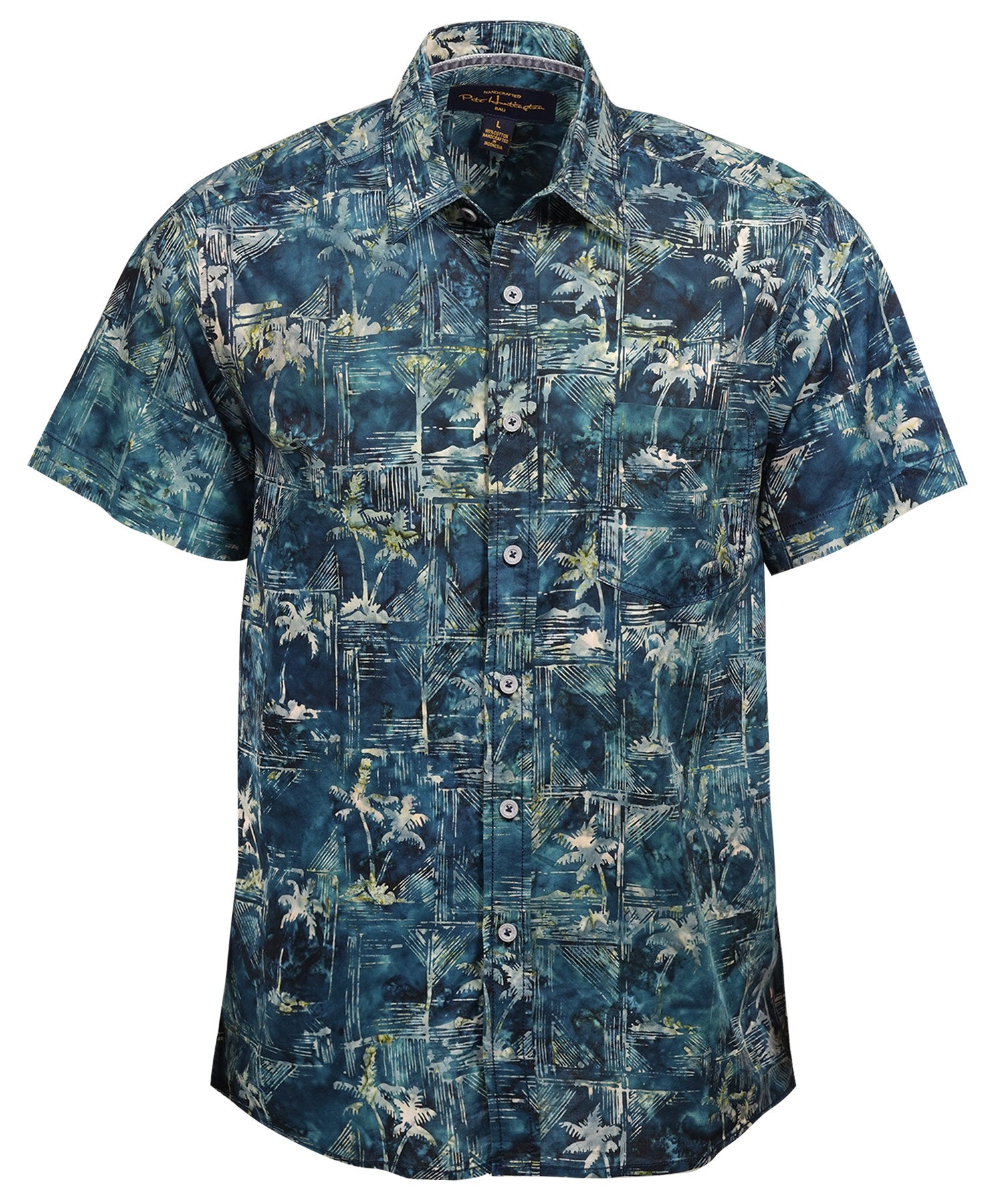 Pete Huntington Short Sleeve Palms Print Sport Shirt