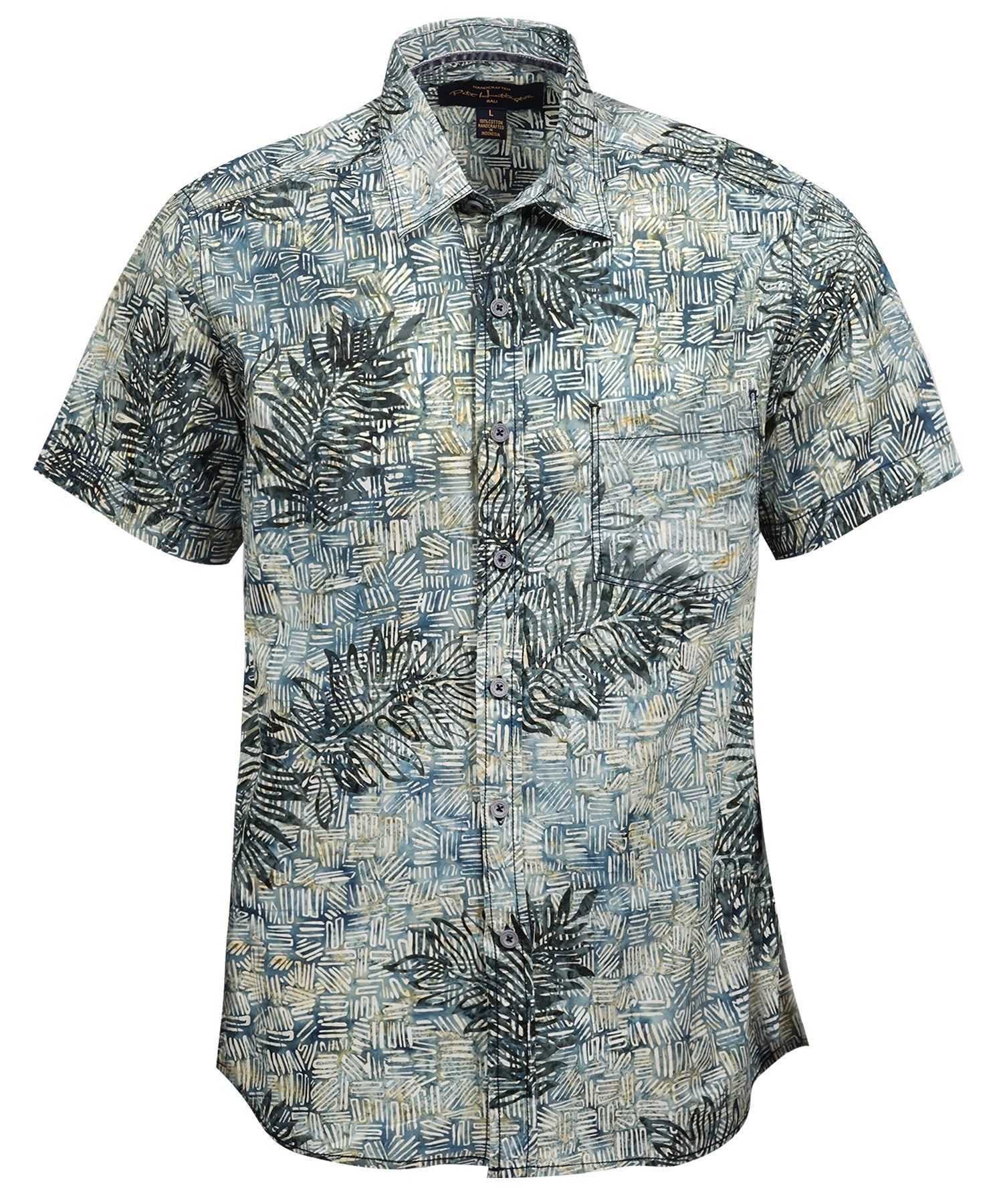 Pete Huntington Short Sleeve Leaf Print Sport Shirt