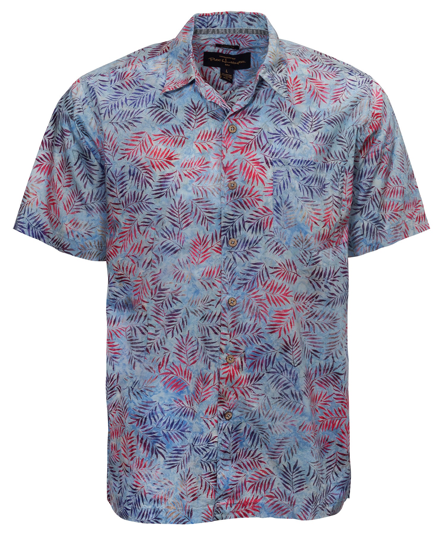 Pete Huntington Short Sleeve All Over Leaves Print Sport Shirt