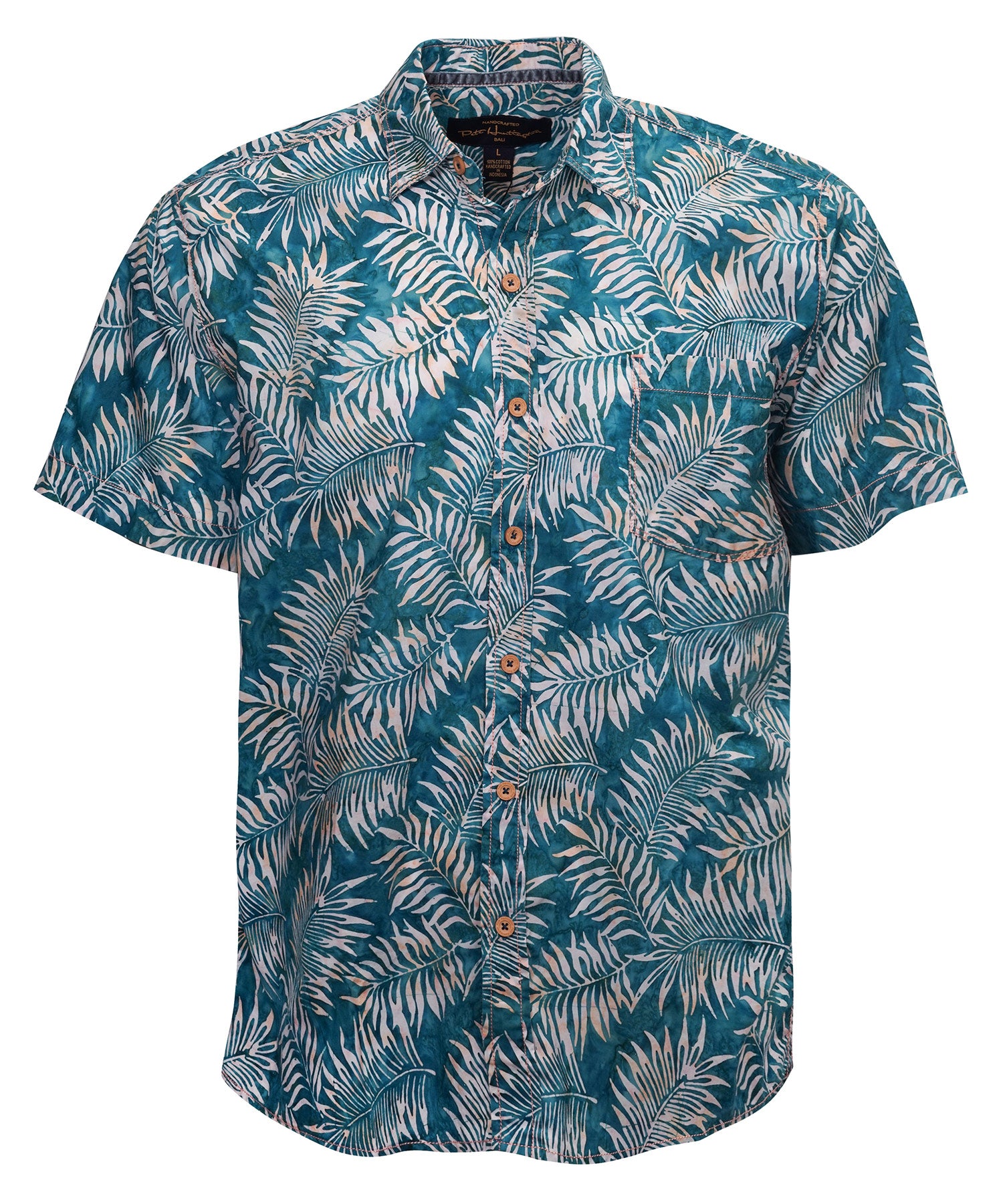 Pete Huntington Short Sleeve Fronds Print Sport Shirt