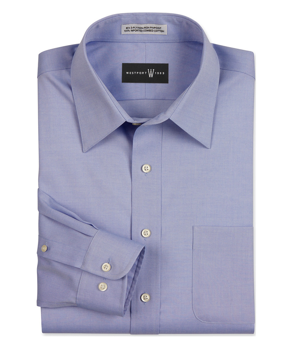 Cooper & Stewart Big & Tall Non-Iron Pinpoint Spread Collar Dress Shirt | Blue 22 x 36/37, Men's, Size: 22 Neck 36/7 Sleeve Cooper & Stewart Big & Tall Non-Iron Pinpoint Spread Collar Dress Shirt | Blue 22 x 36/37, Men's, Size: 22 Neck 36/7 Sleeve