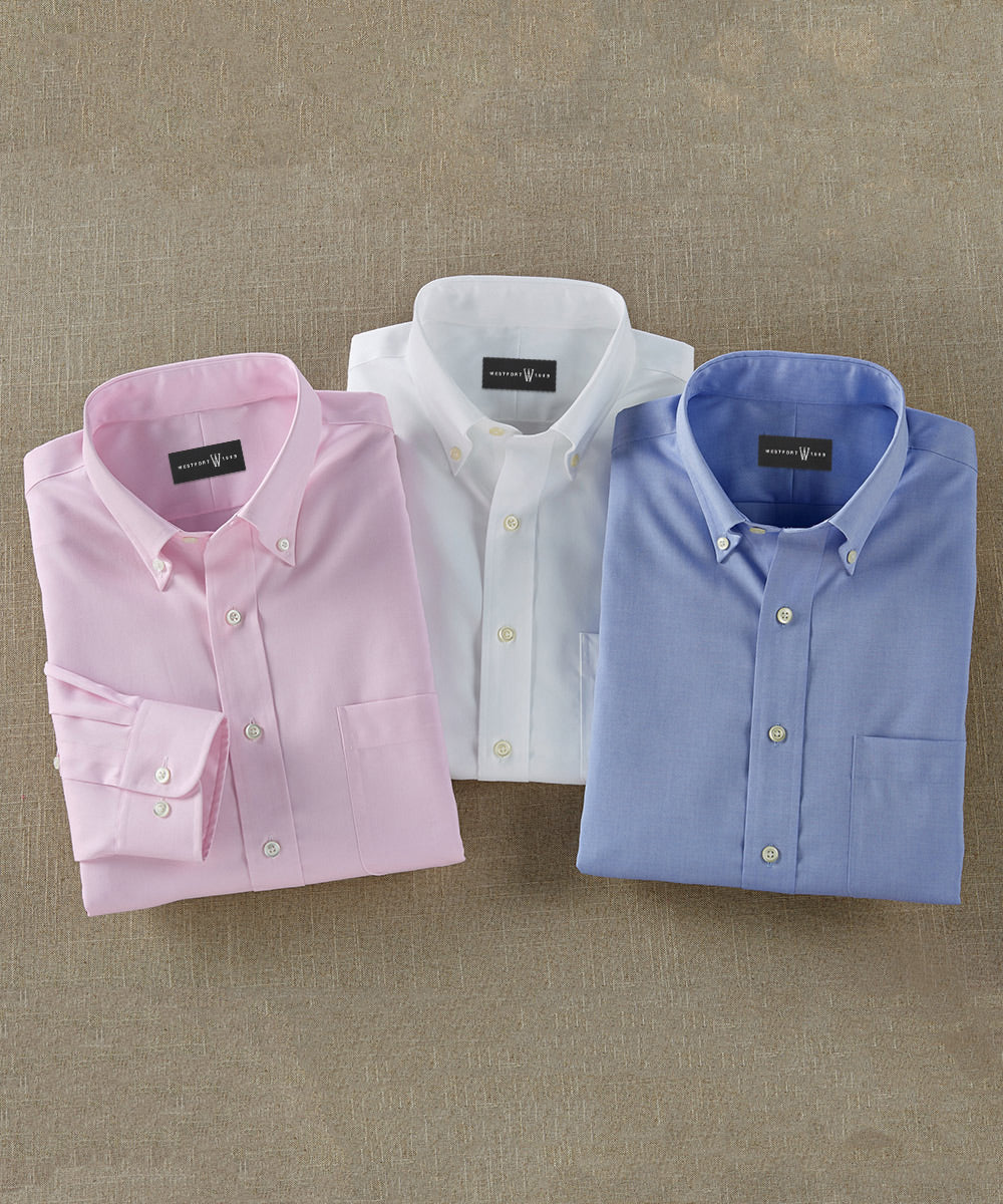 Cooper & Stewart Men's Classic Fit Non-Iron Pinpoint Button-Down Collar Dress Shirt