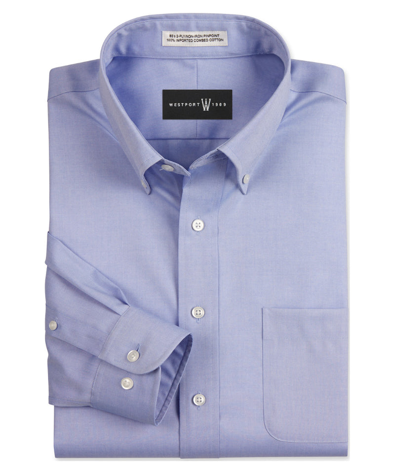 Cooper & Stewart Men's Classic Fit Non-Iron Pinpoint Button-Down Collar Dress Shirt