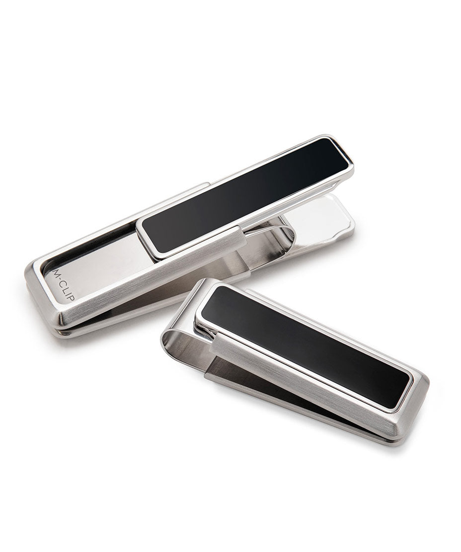M-Clip Stainless Steel with Black Enamel Inlay Money Clip