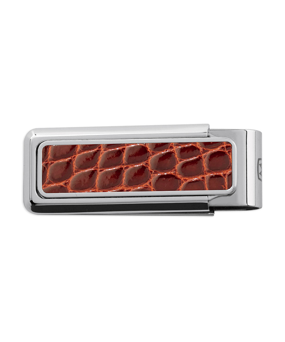 M-Clip Rhodium Cognac Alligator Money Clip