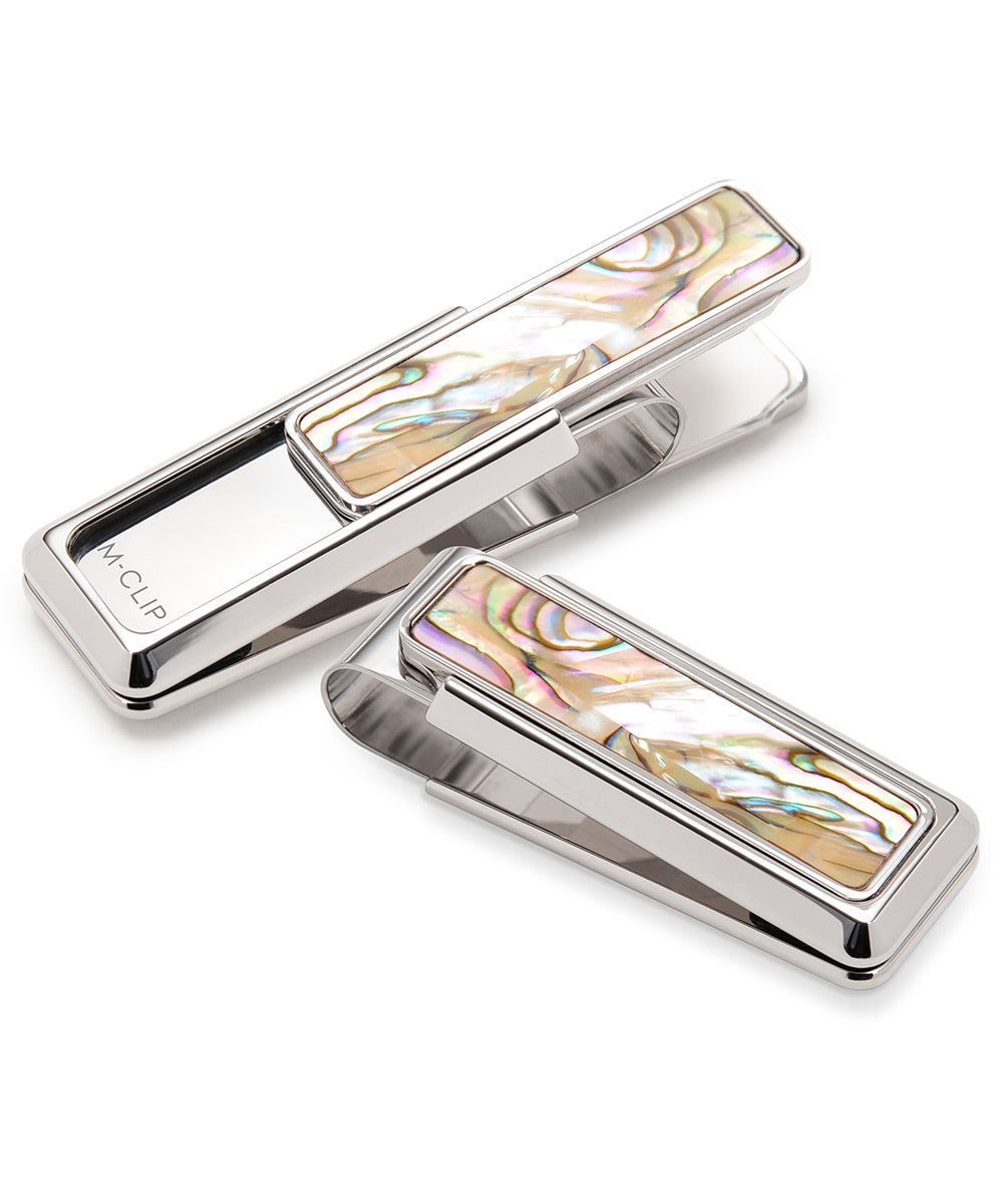 M-Clip Yellow Abalone Stainless Money Clip, Big & Tall
