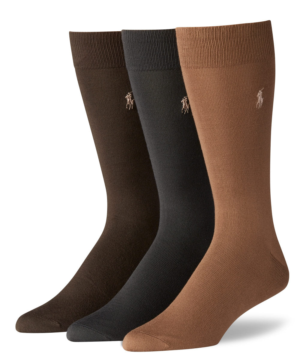 Polo Ralph Lauren Assorted Flat-Knit Crew Socks (3-Pack