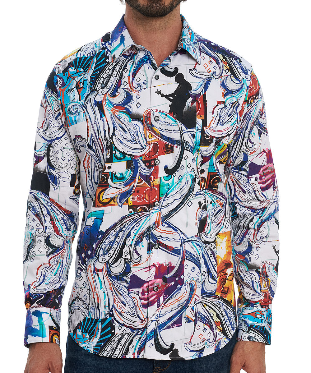 Robert Graham Long Sleeve Stretch Patterned Sport Shirt