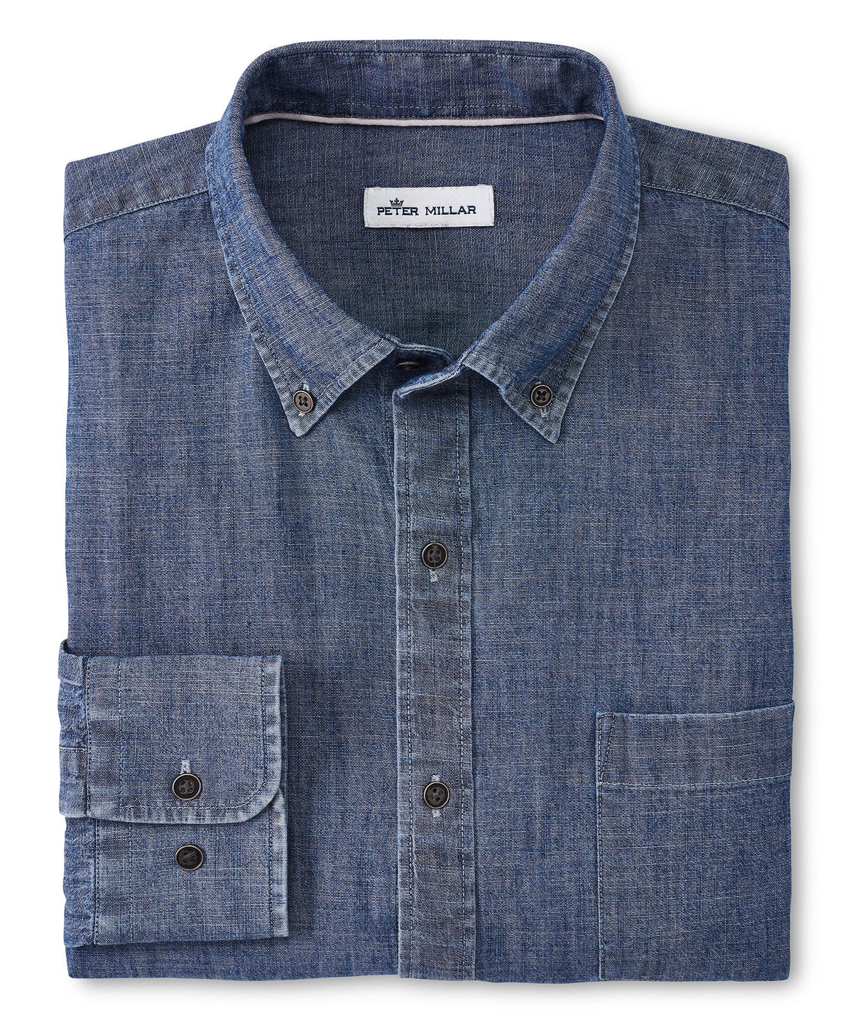 Peter Millar Long Sleeve Solid Chambray Sport Shirt